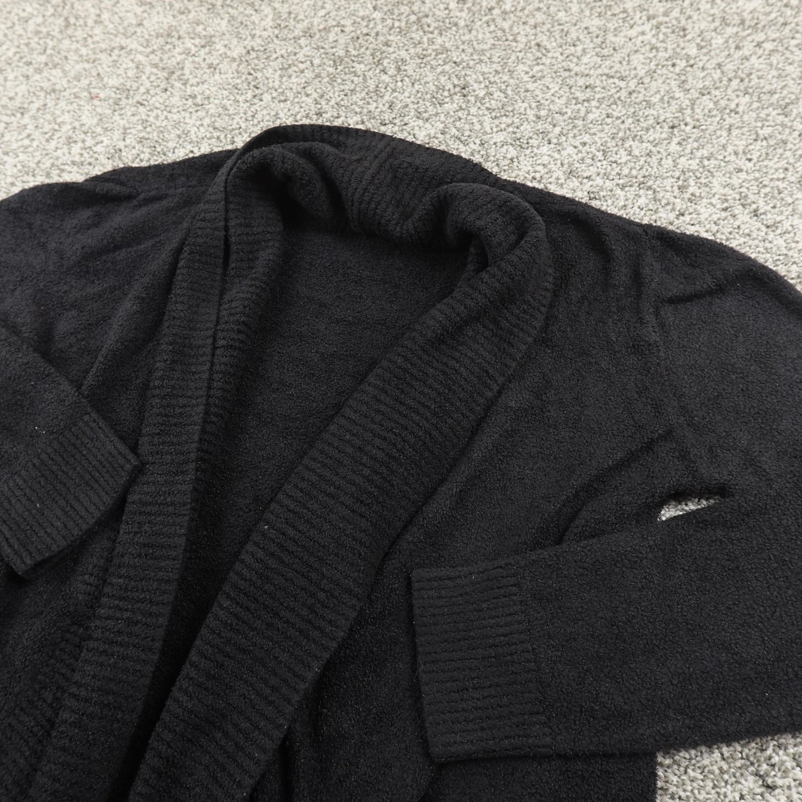 Barefoot Dreams Cardigan Womens M Black Cozychic Lite Open Front Knit Sweater
